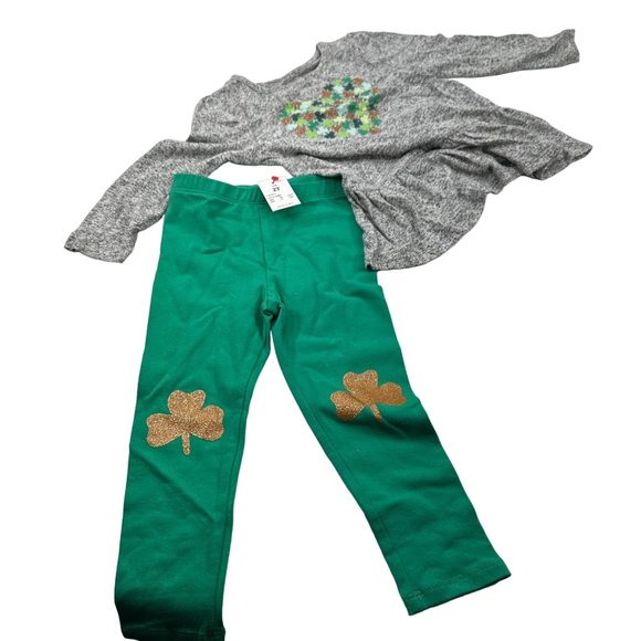 Cat And Jack Other - Cat And Jack Girl's Size 2T Dress And Pant Set Long Sleeve St. Patrick's New